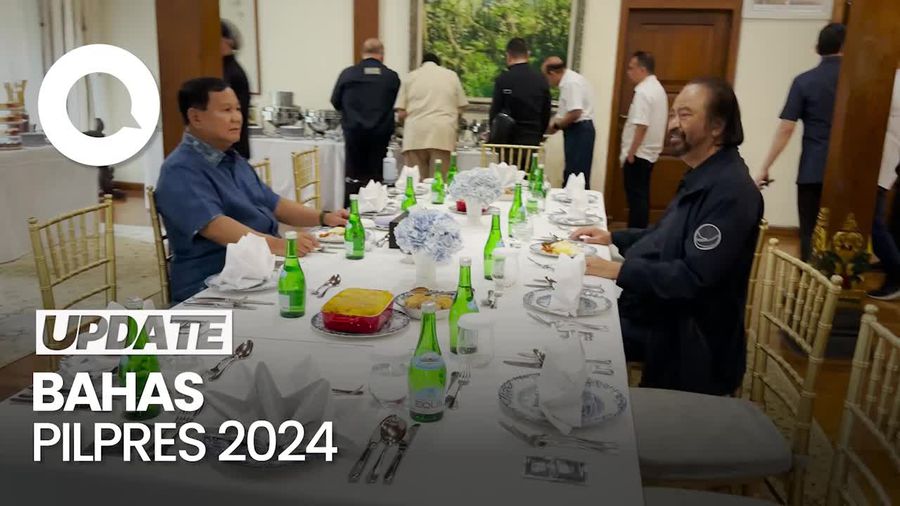 Momen Keakraban Prabowo-Paloh Makan Bersama di Hambalang