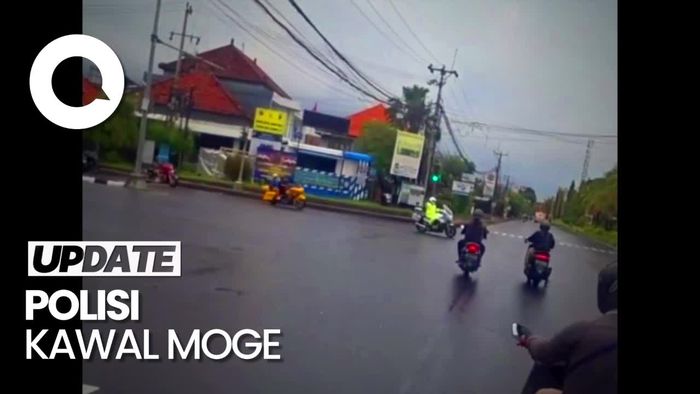 Momen Polisi Kawal Moge Terobos Lampu Merah di Denpasar Bali