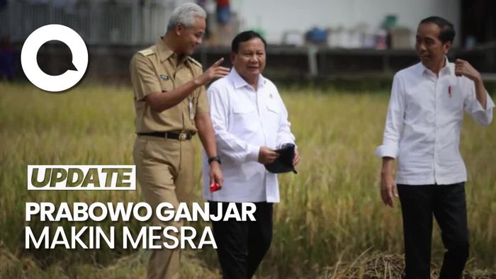 Makin Mesra Prabowo dan Ganjar saat Dampingi Jokowi di Acara Panen Raya