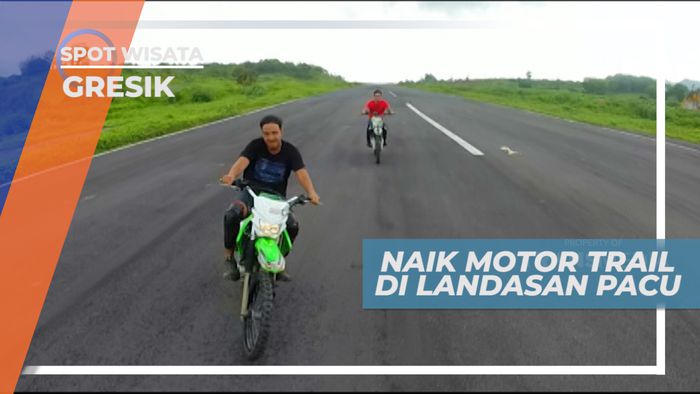 Serunya Tancap Gas di Landasan Pacu Bandara Dengan Naik Motor Trail, Gresik