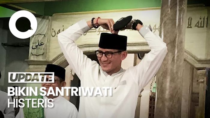 Sandiaga Pose Love Sign di Harlah PPP Hingga Diserbu Santriwati