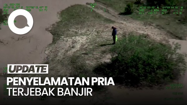 Momen Pria Terjebak Banjir Diselamatkan Pakai Helikopter di AS
