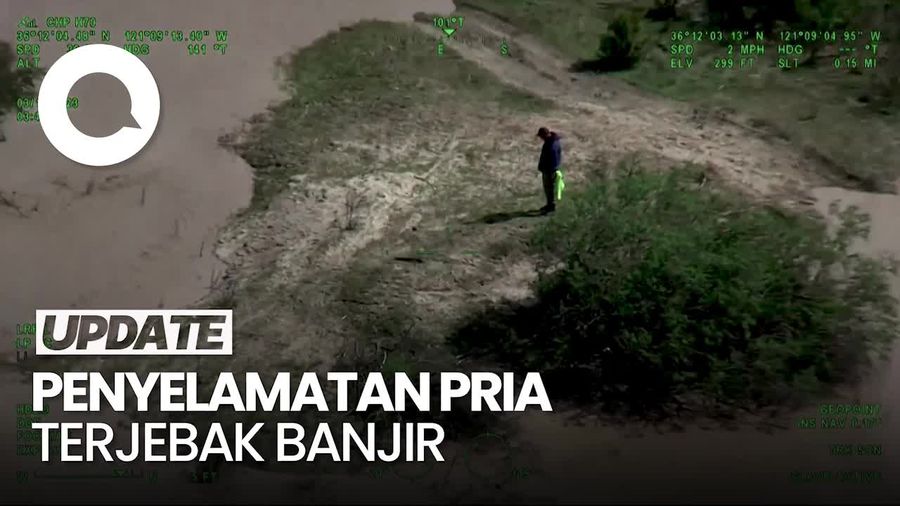Momen Pria Terjebak Banjir Diselamatkan Pakai Helikopter di AS
