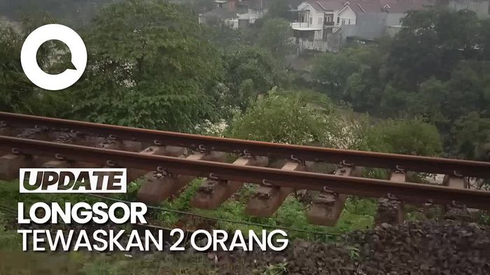 Penampakan Rel Kereta Menggantung Imbas Longsor di Bogor