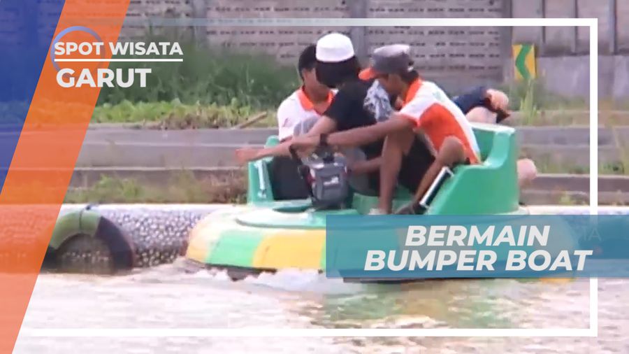 Seru-seruan Mencoba Wahana Air Bumper Boat, Garut