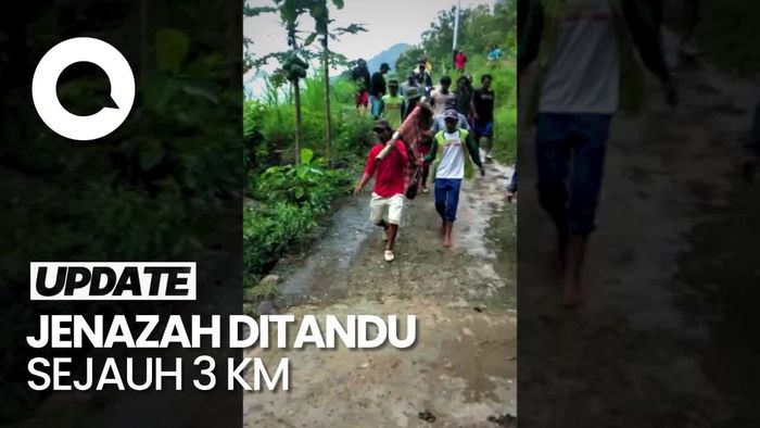 Jenazah di Pinrang Sulsel Ditandu Pakai Sarung Gegara Jalan Rusak