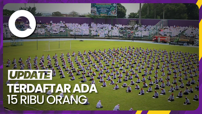 Sambut Ramadan, Ribuan Santri Ciamis Munggahan di Stadion Galuh