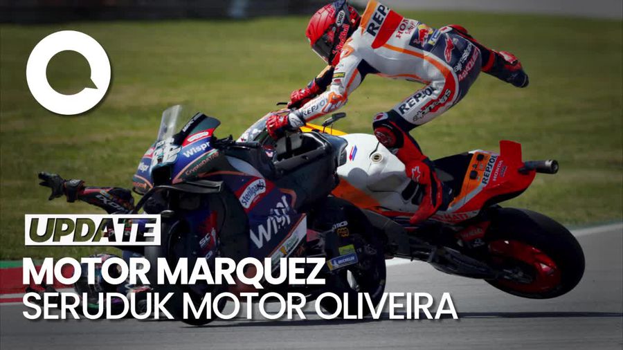 Detik-detik Marquez Tabrak Miguel Oliveira di MotoGP Portugal
