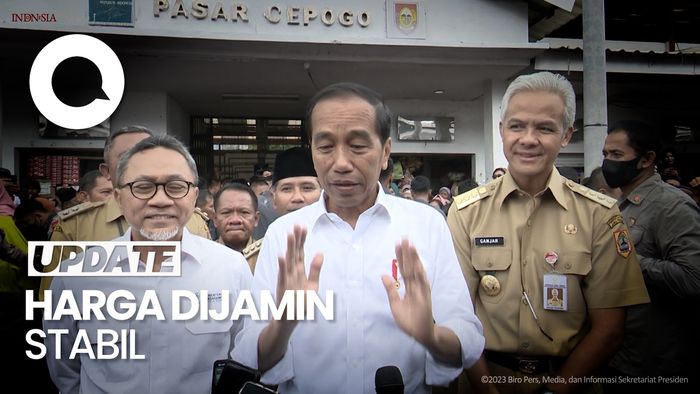 Jokowi Gaet Zulhas-Ganjar Cek Harga Sembako di Pasar Cepogo Boyolali