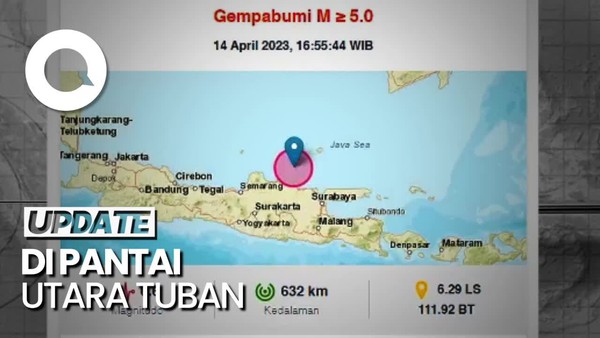 Titik Lokasi Gempa M 6,6 di Tuban Jawa Timur