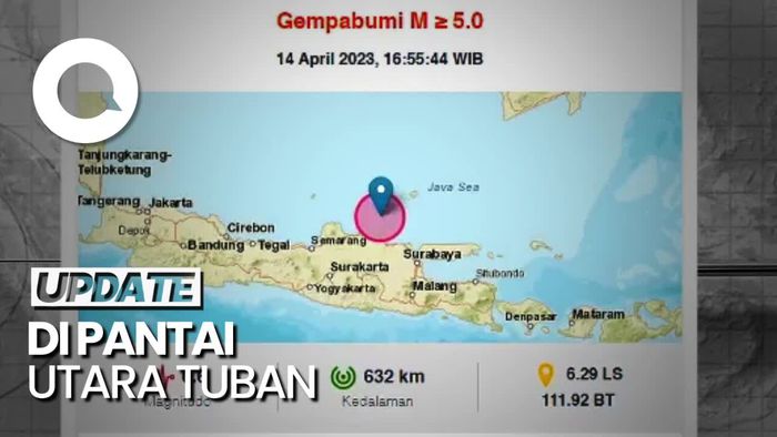Titik Lokasi Gempa M 6,6 di Tuban Jawa Timur