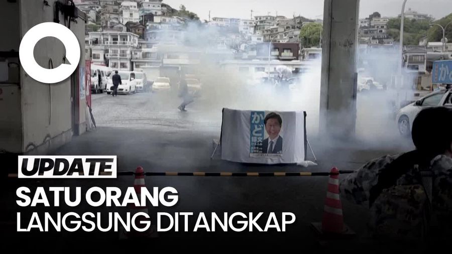 Detik-detik Bom Asap Meledak Saat PM Jepang Pidato