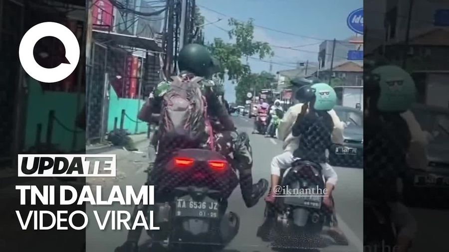 Viral Pria Baju Loreng Tendang Pemotor Ibu-Anak, TNI Bergerak