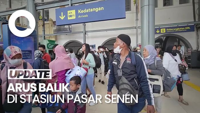 H+5 Lebaran, Kedatangan Pemudik di Stasiun Pasar Senen Masih Ramai