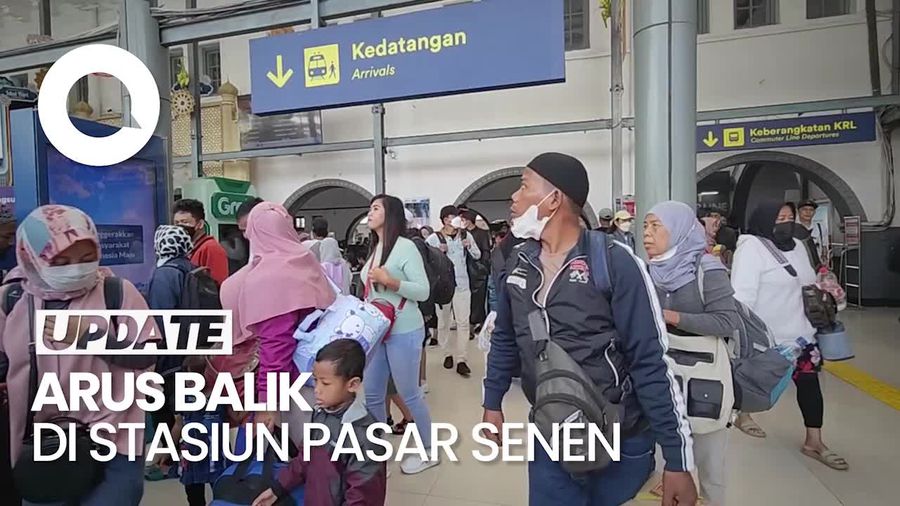 H+5 Lebaran, Kedatangan Pemudik di Stasiun Pasar Senen Masih Ramai