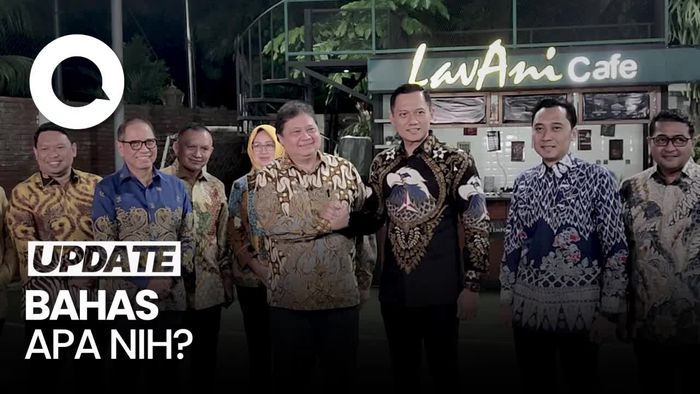 AHY hingga Ibas Sambut Airlangga saat Tiba di Cikeas