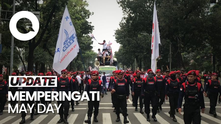 Massa Aksi Buruh Sudah Mulai Berkumpul di Depan Balai Kota DKI