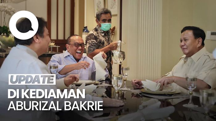 Momen Prabowo Makan Bareng Aburizal Bakrie dan Airlangga