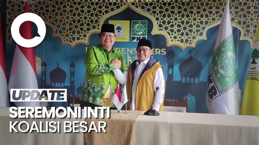 Seremoni Airlangga-Cak Imin Saling Pasang Rompi dan Peci
