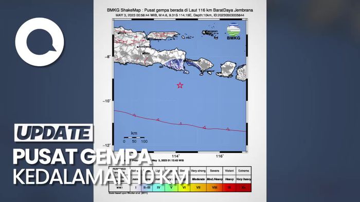 Gempa M 4,7 Guncang Jembrana Bali