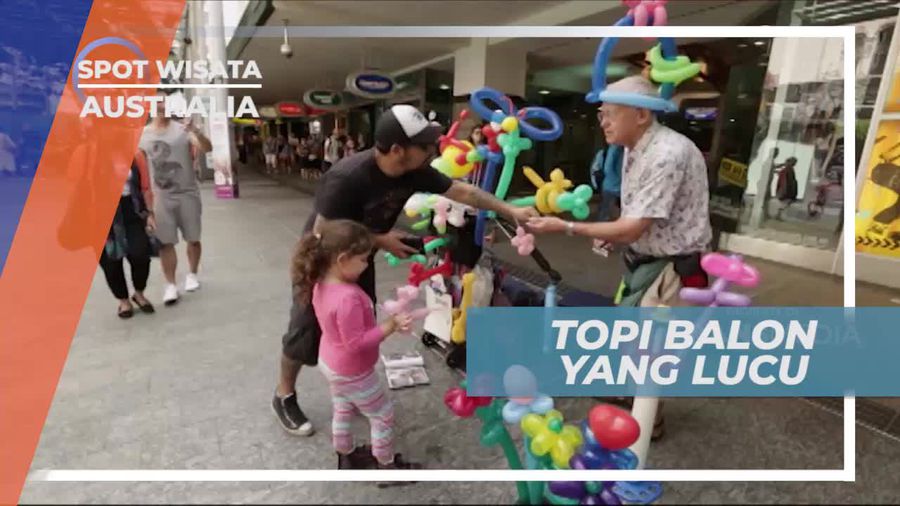 Topi Unik Terbuat Dari Kumpulan Balon di Brisbane Square Australia