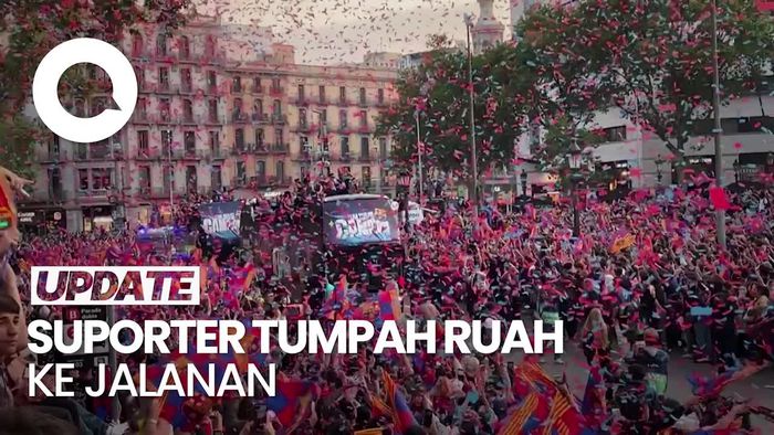 Ribuan Suporter Barcelona Rayakan Gelar Juara La Liga