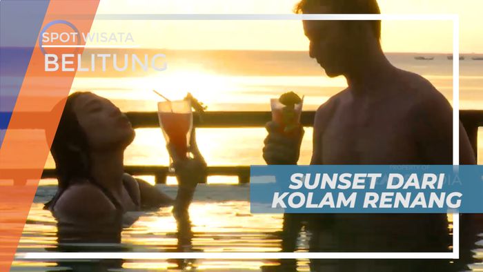Menikmati Indahnya Cahaya Sunset dari Kolam Renang, Belitung