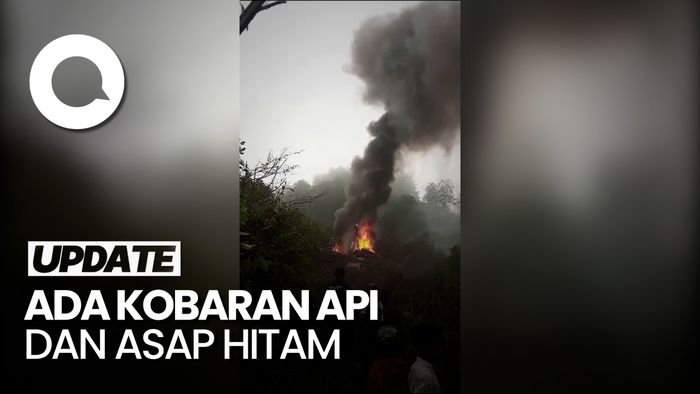 Penampakan Helikopter Jatuh di Perkebunan Ciwidey