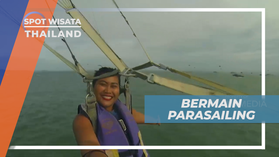 Menikmati Indahnya Pemandangan Pantai Coral Island Dengan Parasailing, Thailand