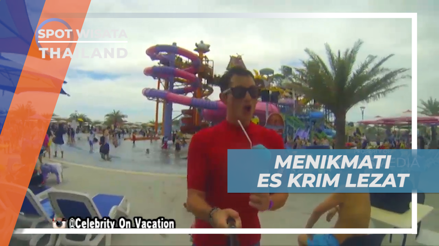 Santai Sejenak, Menikmati Suasana Taman Wisata Air Sambil Makan Es krim, Thailand