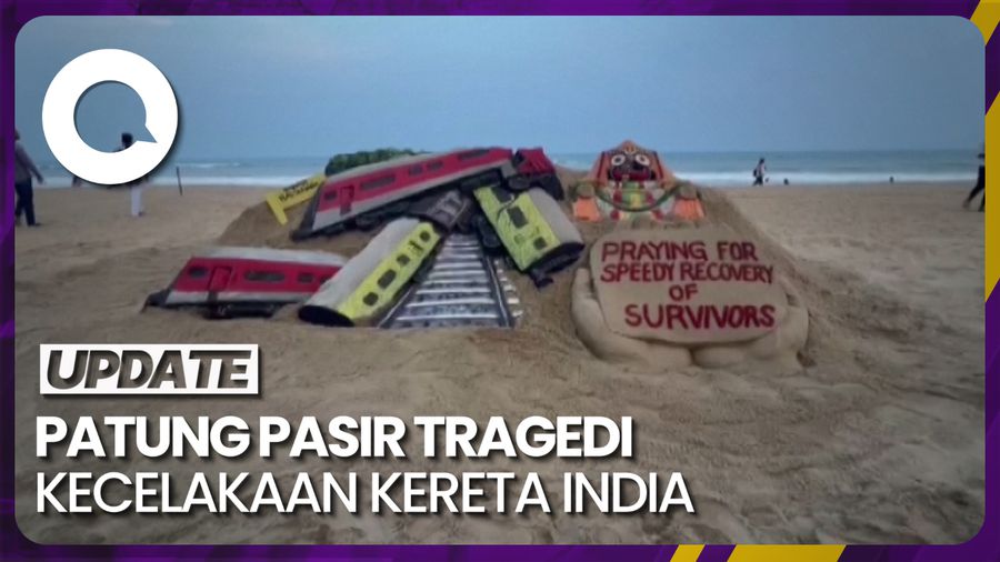 Patung Pasir Tragedi Kecelakaan 3 KA di India Karya Sudarsan Pattnaik