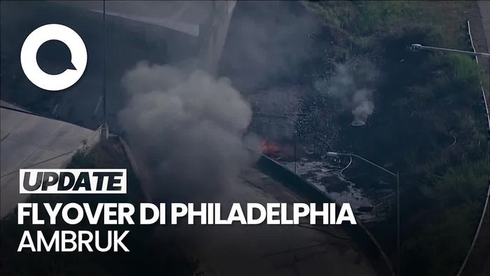  Penampakan Jalan Layang di Philadelphia Ambruk Usai Kendaraan Terbakar