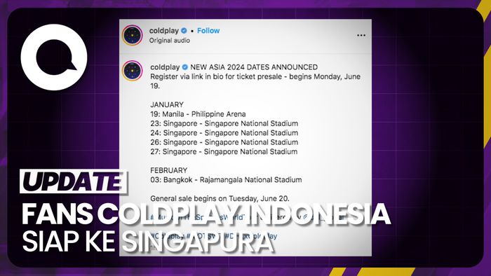 Coldplay Konser 4 Hari, Singapura Siap Sambut Turis Indonesia 