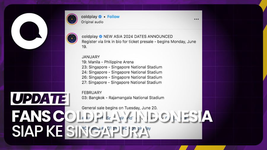 Coldplay Konser 4 Hari, Singapura Siap Sambut Turis Indonesia 