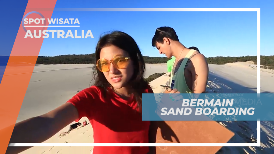 Mencoba Serunya Meluncur Bermain Sand Boarding di Moreton Island, Australia