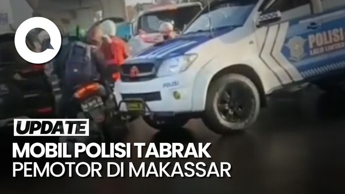 Viral Mobil Patwal Polisi di Makassar Tabrak Pemotor Lalu Pergi