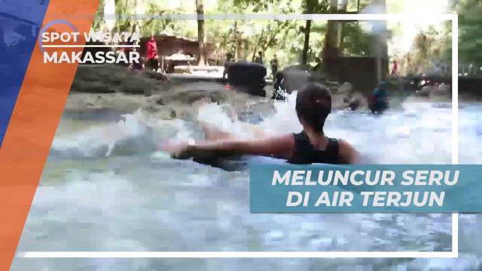 Meluncur Seru di Air Terjun Bantimurung Makassar