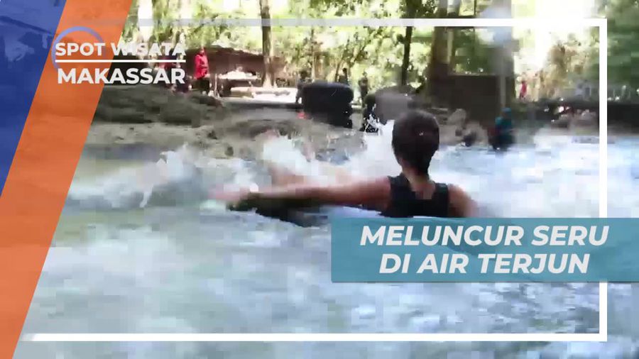Meluncur Seru di Air Terjun Bantimurung Makassar