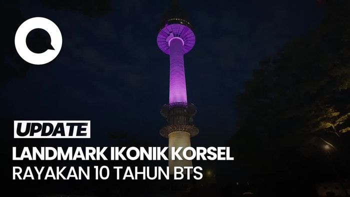 Kemilau Cahaya Ungu di Landmark Korsel pada Anniversary BTS ke-10