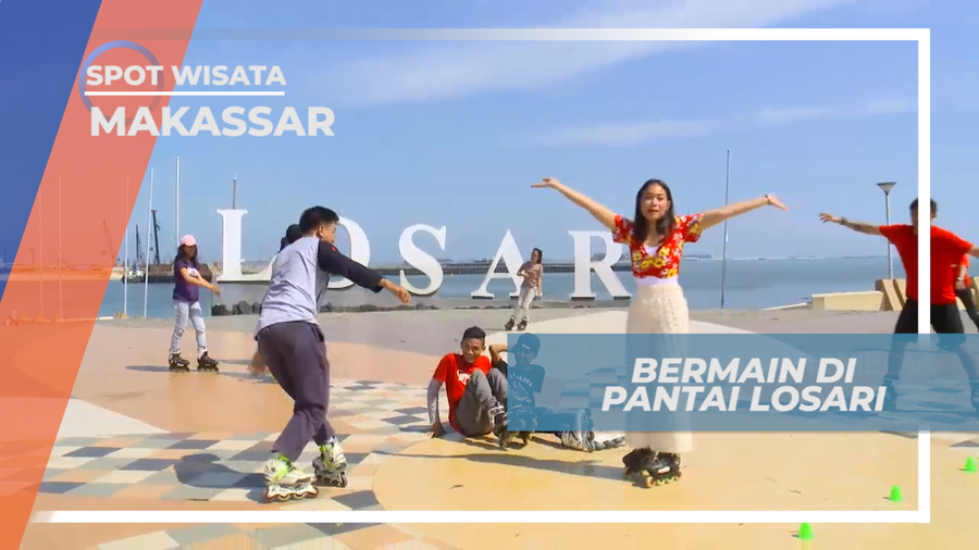 Serunya Bermain Sepatu Roda di Tepi Pantai Ikonik Kota Makassar