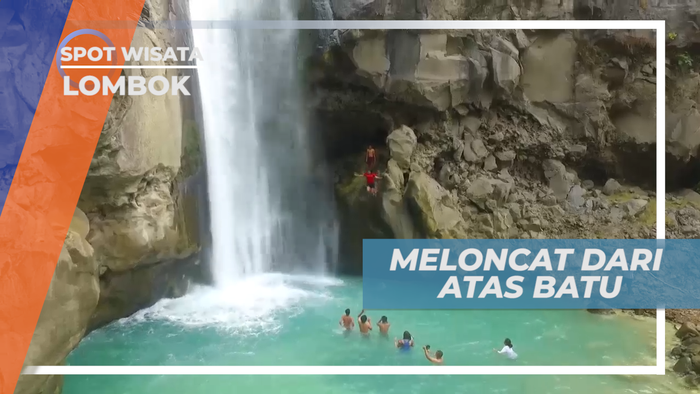 Uji Keberanian Melompat Dari Atas Batu, Air Terjun Mangku Sakti Lombok