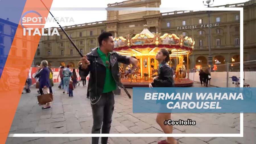 Mencoba Bermain Wahana Carousel di Italia