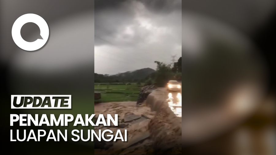 Penampakan Luapan Sungai di Lahat Sumsel Terjang Jalan hingga Longsor
