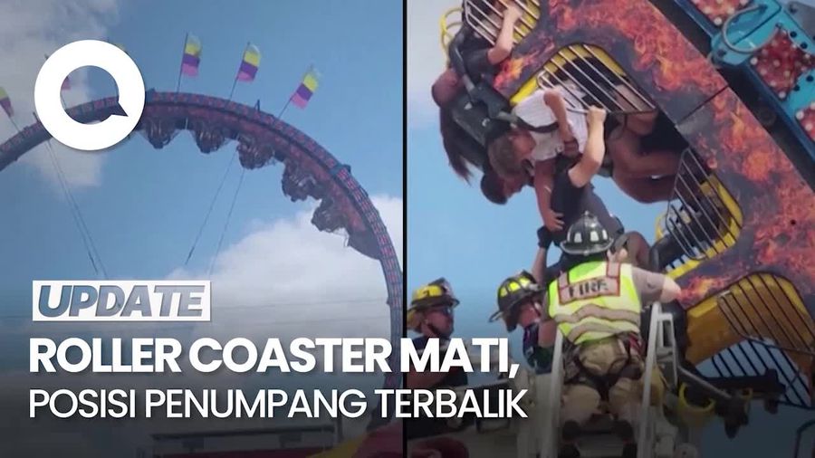 Roller Coaster di AS Mati Mesin, Penumpang Terbalik Berjam-jam