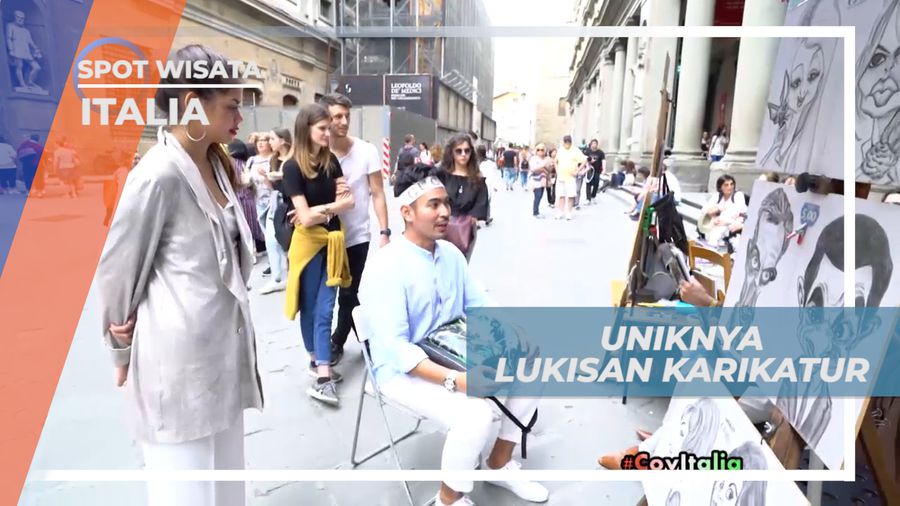 Unik dan Lucu di Lukis Gaya Karikatur di Pusat Kota Florence, Italia
