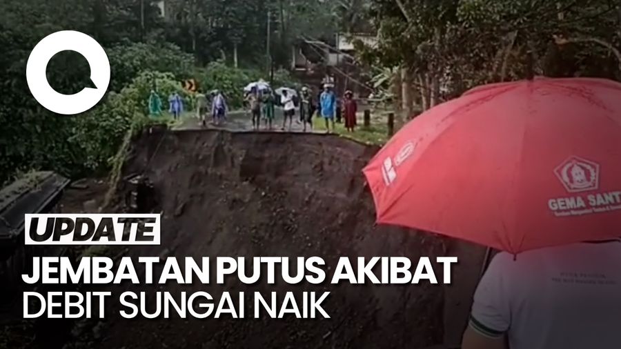 Penampakan Jembatan Putus, Akses Klungkung-Karangasem Lumpuh