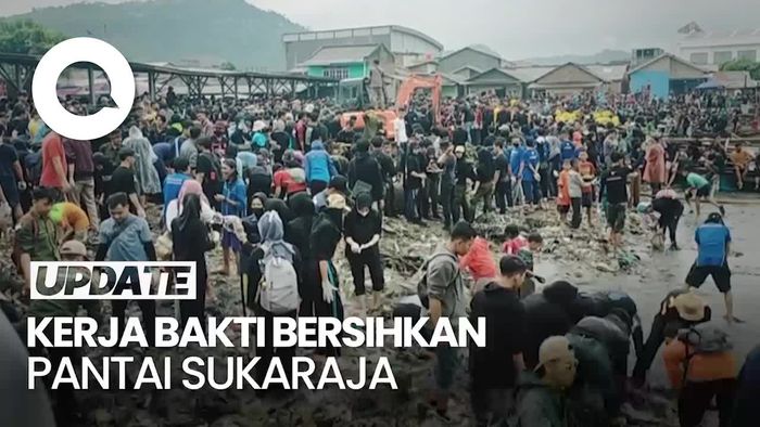 Pantai Sukaraja Bandar Lampung yang Penuh Sampah Kini Dibersihkan Warga