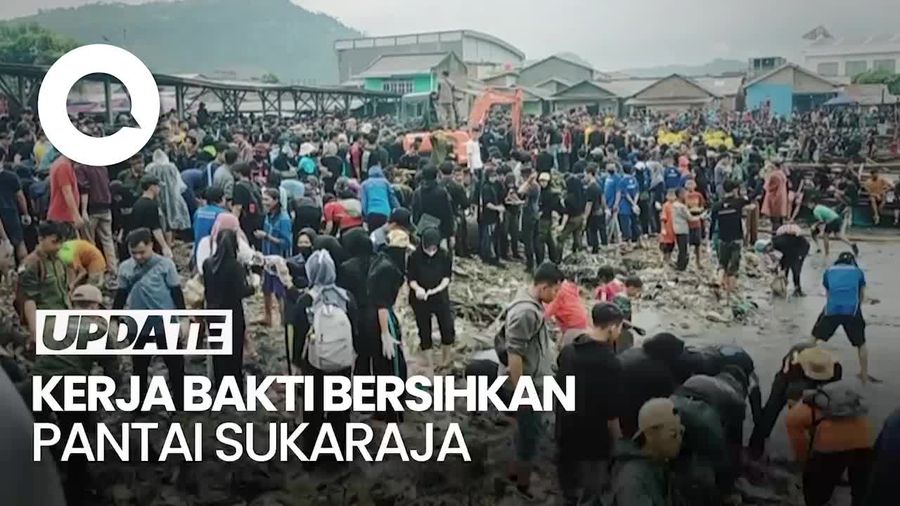 Pantai Sukaraja Bandar Lampung yang Penuh Sampah Kini Dibersihkan Warga