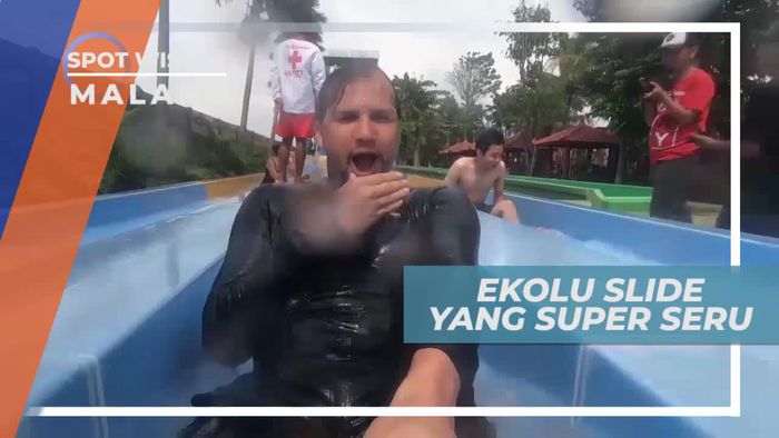 Mencoba Wahana Ekolu Slide Dengan Papan Seluncur, Kota Malang