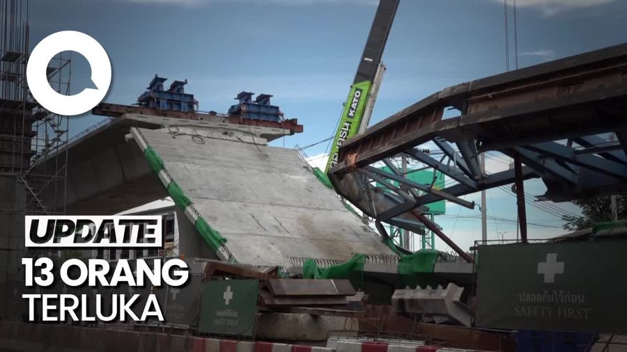 Penampakan Jalan Layang di Bangkok Tiba-tiba Ambruk, 2 Orang Tewas